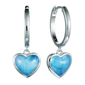 Larimar Heart Hoop Earrings