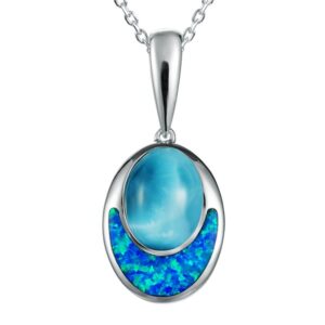 Larimar And Opal Oval Pendant