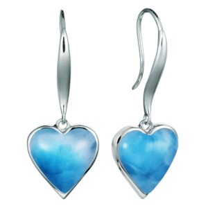 Larimar Heart Hook Earrings