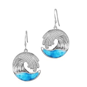 Pave Wave Hook Earrings