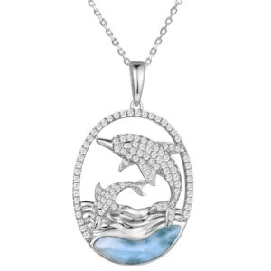 Wave Larimar Dolphin Pendant
