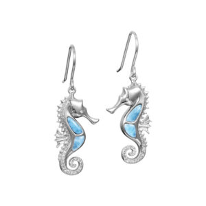 Larimar Seahorse Hook Earrings