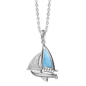 Larimar Sail Boat Pendant