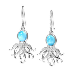 Larimar Octopus Hook Earrings