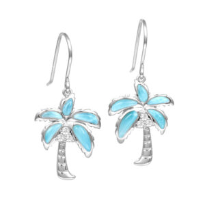 Larimar Coconut Tree Hook Earrings