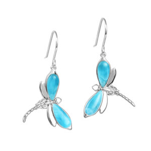 Larimar Dragonfly Hook Earrings