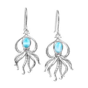 Larimar Octopus Hook Earrings