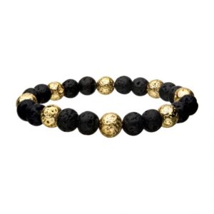 Gold Plated and Lava Beads Bracelet