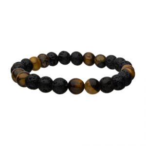 Lava and Tiger Eye Yellow Beads Bracelet