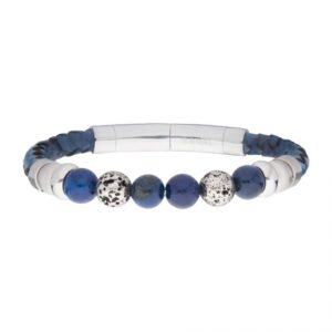 Blue Braided Leather with Lapis Lazuli Bracelet