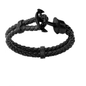 Steel Black Plated Anchor Clasp Bracelet
