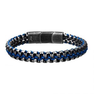Allegiance Stainless Steel Bracelets with Blue Wax Cord