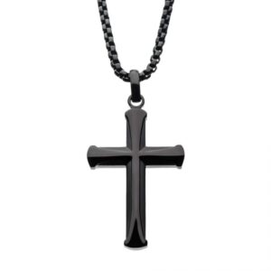 Stainless Steel Black Plated Apostle Cross Pendant