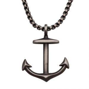 Gun Metal IP Anchor Pendant