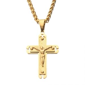Gold Plated Jesus Crucifix Cross Pendant