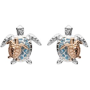 Crystal Turtle and Baby Stud Earrings