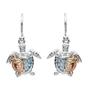 Crystal Turtle and Baby Drop Earrings