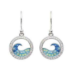 Crystal Wave Drop Earrings