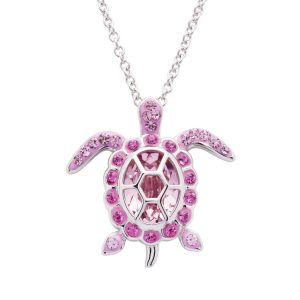 Crystal October Turtle Birthstone Pendant
