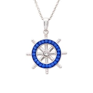 Sapphire Crystal Ships Wheel Necklace