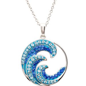 Sapphire/Aqua Crystal Wave Necklace