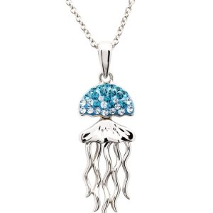 Aqua Crystal Jellyfish Necklace