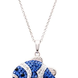 Blue/White Crystal Fish Necklace