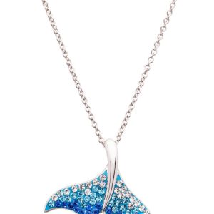 Blue/White Crystal Whale Tail Necklace