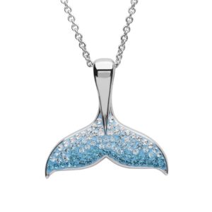 Blue Whale Tail Necklace With Crystals