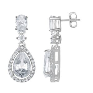 White Topaz Teardrop Bridal Earrings