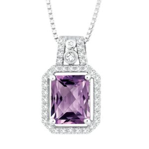 Octagon Amethyst White Topaz Necklace