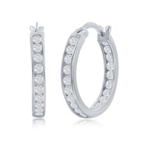 Inside-Outside Channel Set CZ Hoop Earrings - 20mm