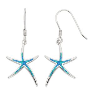 Blue Inlay Opal Starfish Earrings