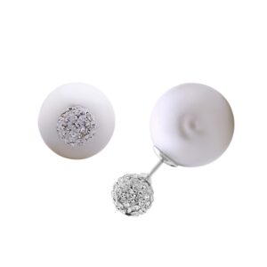 Crystal Bead Front with 16mm White Pearl Back Earrings