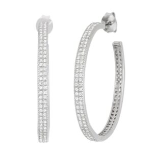 30mm Double Row CZ Hoop Earrings