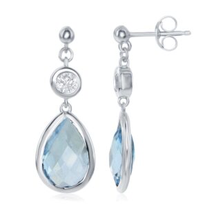 White Topaz and Gem Teardrop Earrings - Blue Topaz
