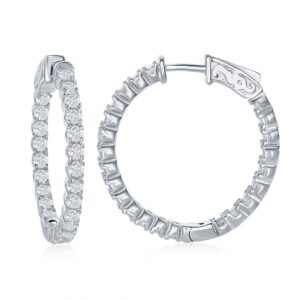 3x30mm Inside-Outside CZ Hoop Earrings