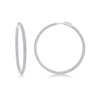 3x50mm Inside-Outside Micro Pave CZ Hoop Earrings