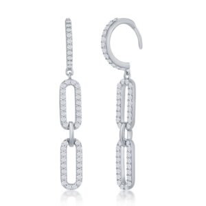 Double Link CZ Paperclip Earrings