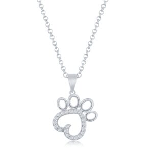 CZ Paw Print Pendant