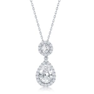 Round and Pearshaped CZ Necklace