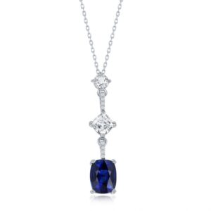 White & Cushion-Cut CZ Necklace - Sapphire