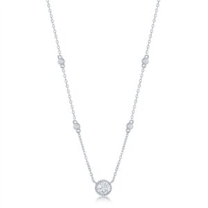 Round CZ Station Necklace