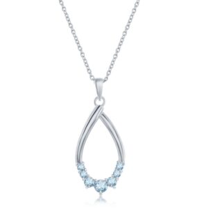 Pear-shaped Gemstone Necklace - Sky Blue Topaz