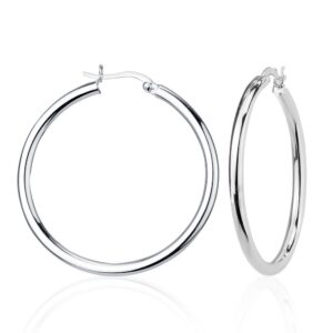 3x40mm High-Polished Hoop Earrings