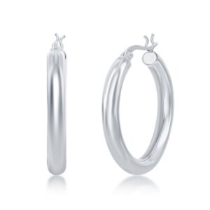 4x30mm High-Polished Hoop Earrings