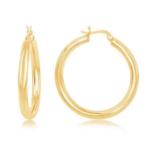 4x40mm High-Polished Hoop Earrings - Gold Plated