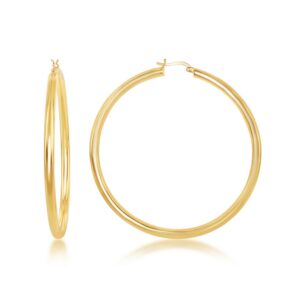 4x70mm High-Polished Hoop Earrings - Gold Plated