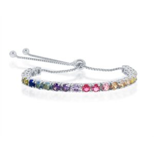 Rainbow CZ 4mm Adjustable Bolo Bracelet