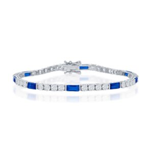 Round and Emerald-Cut 3mm Tennis Bracelet - Sapphire CZ